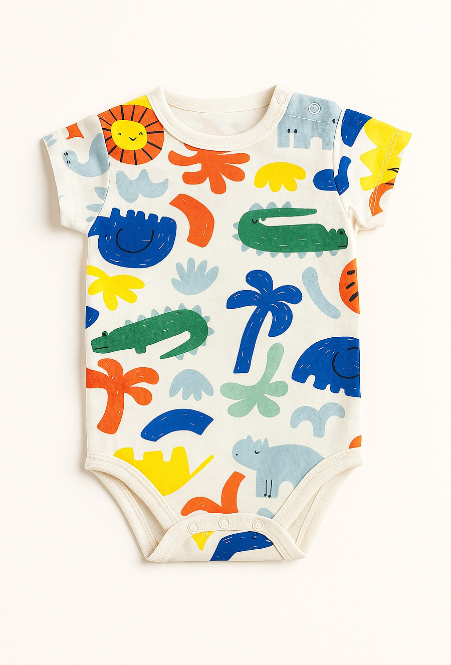 Body ótkim rękawem w kolorowy print