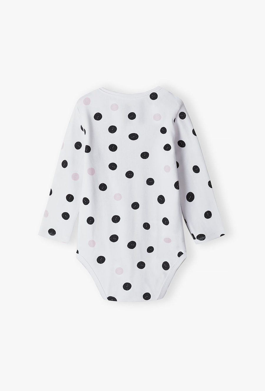 Białe bawełniane body niemowlęce w grochy