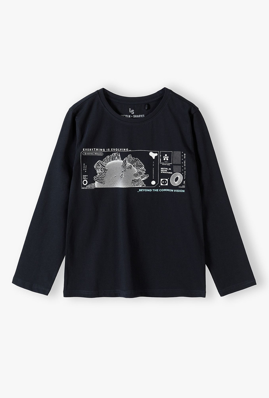 Czarna bluzka bawełniana z długim rękawem z nadrukiem