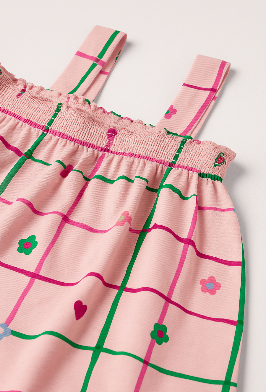 Koszulka dziewczęca na ramiączkach w kolorową atkę