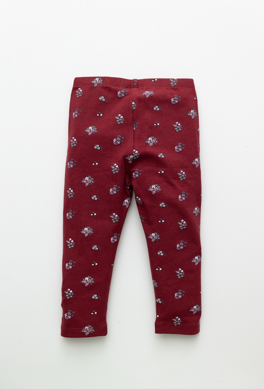 Czerwone legginsy niemowlęce w kwiatuszki z bawełny