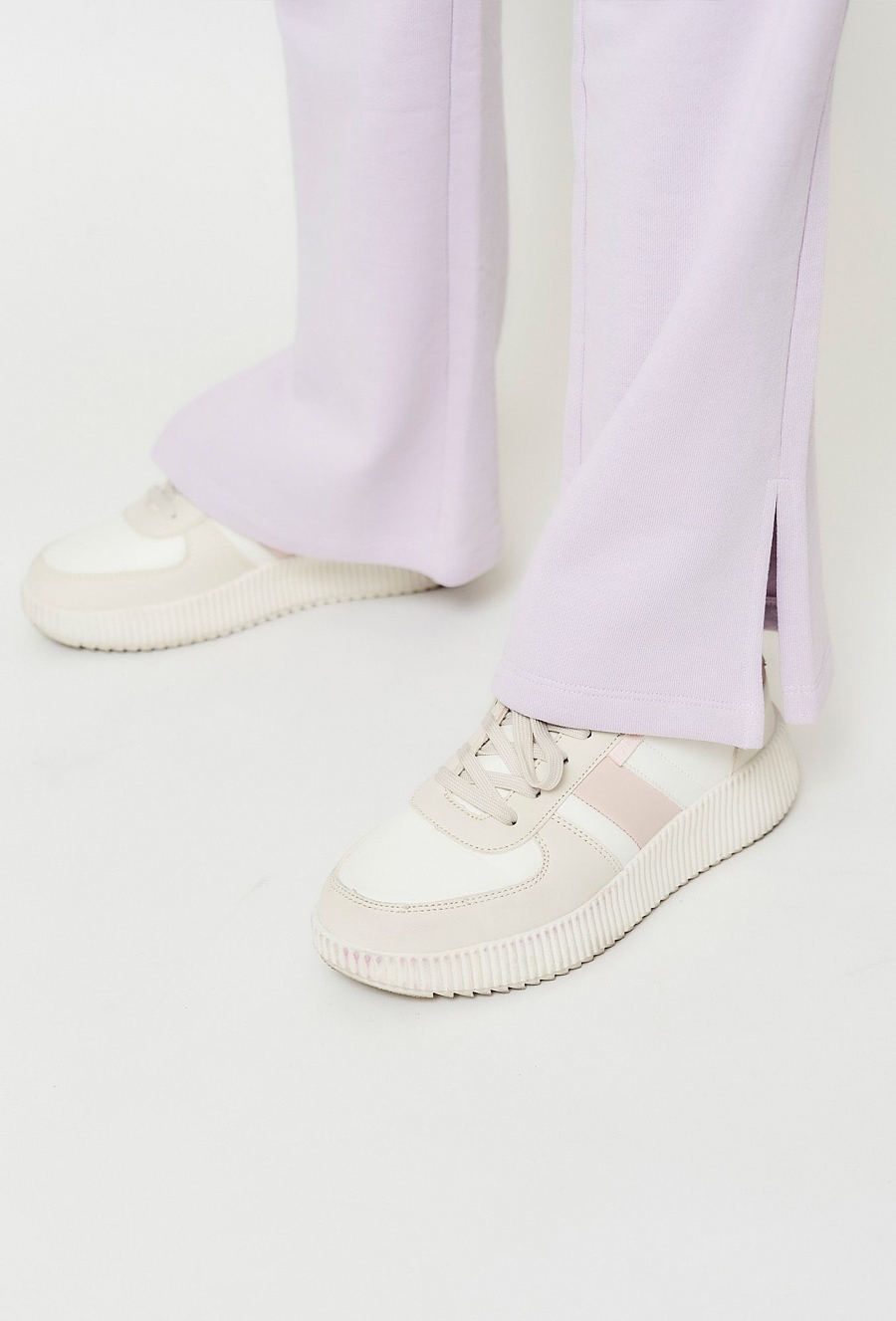 Spodnie dziewczęce z dzianiny dresowej - fioletowe Flary