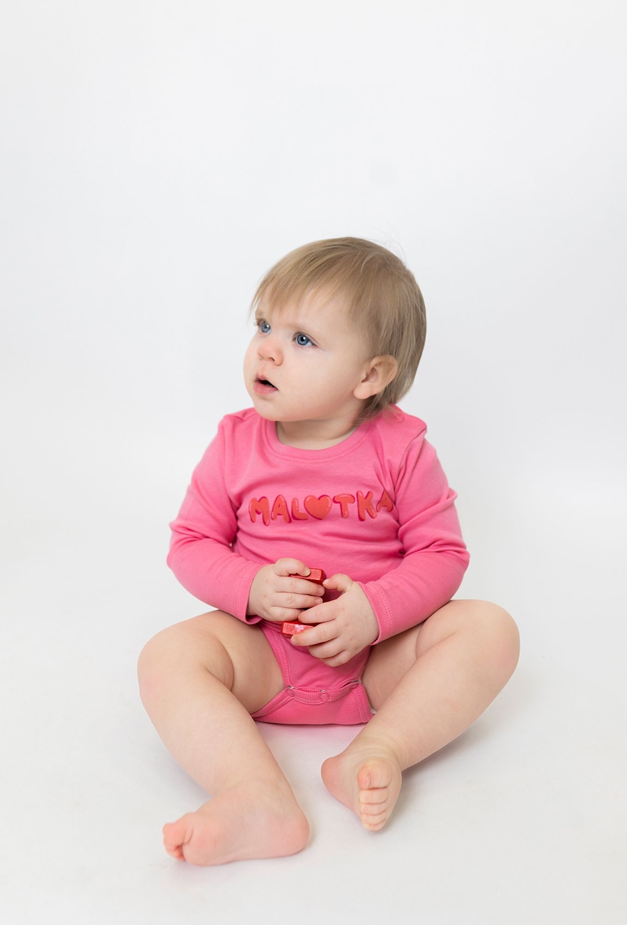 Różowe body niemowlęce z długim rękawem - Malutka