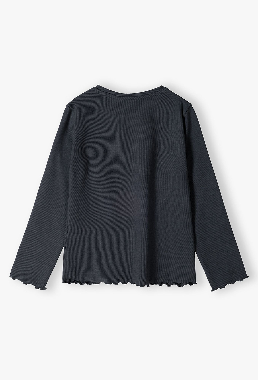 Czarna prążkowana bluzka dziewczęca z motylkiem