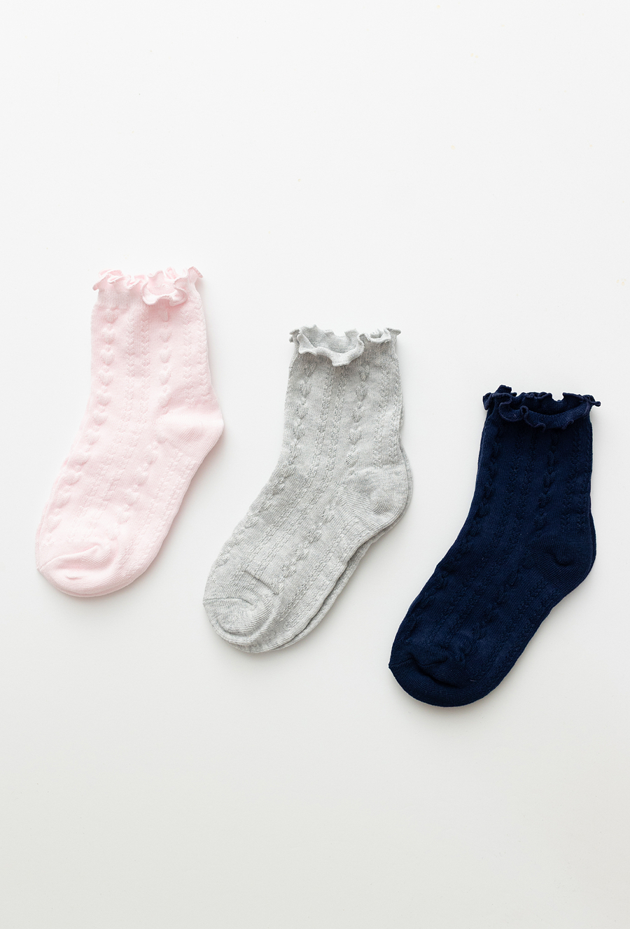 Skarpety dziewczęce 3-pak – serduszka ozdobna falbanka.