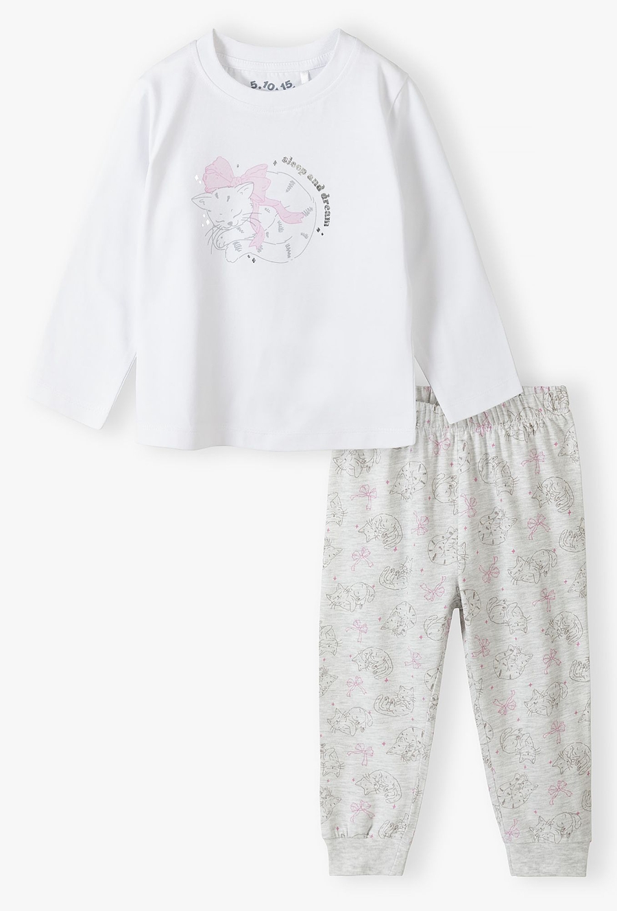 Piżama dla dziewczynki - szara z kotkiem - 510.15.