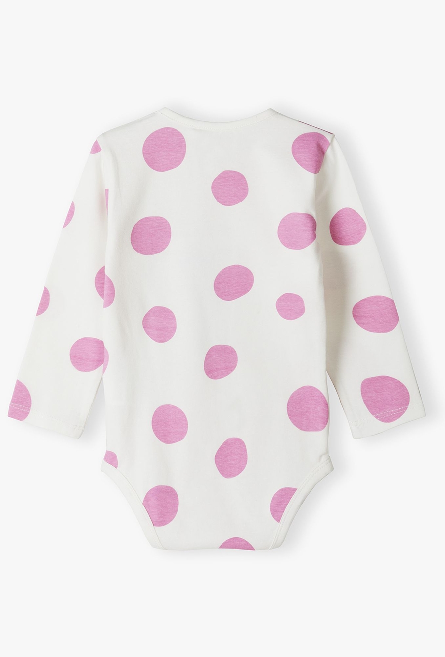Dzianinowe body z długim rękawem - białe w różowe opki
