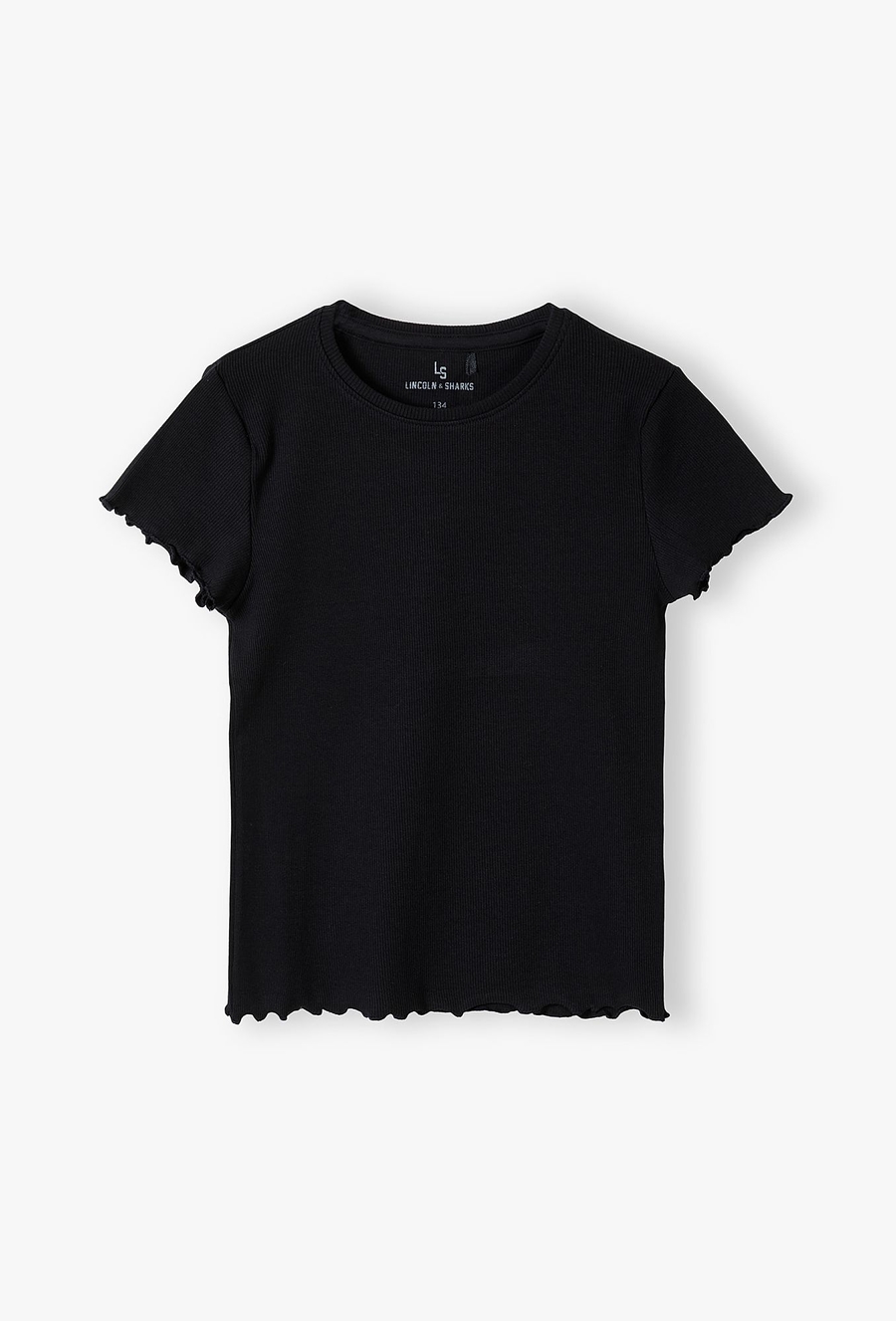 Czarny t-shirt dziewczęcy w drobne prążki - Lincoln&Sharks