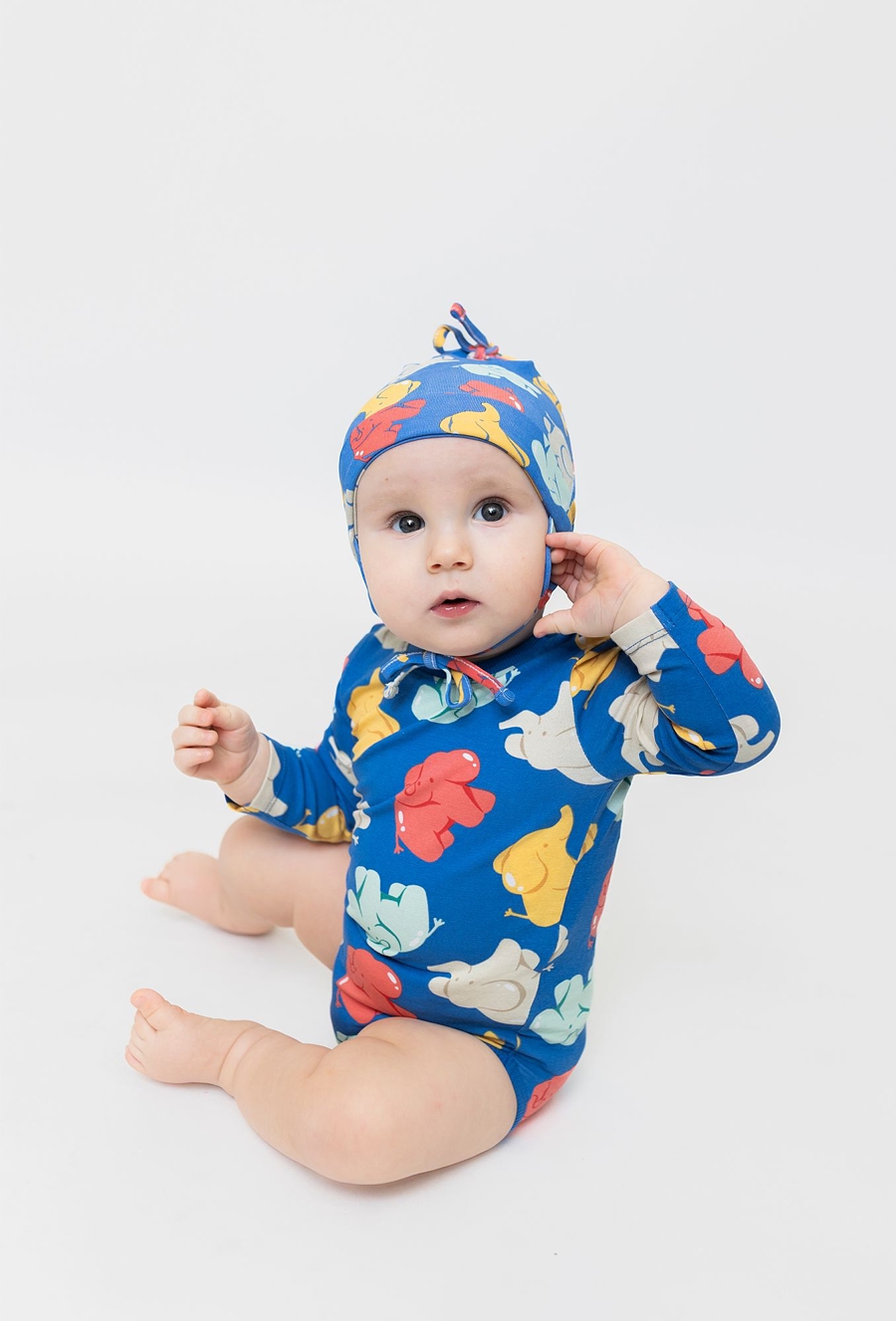 Body z długim rękawem - kolorowe słoniki