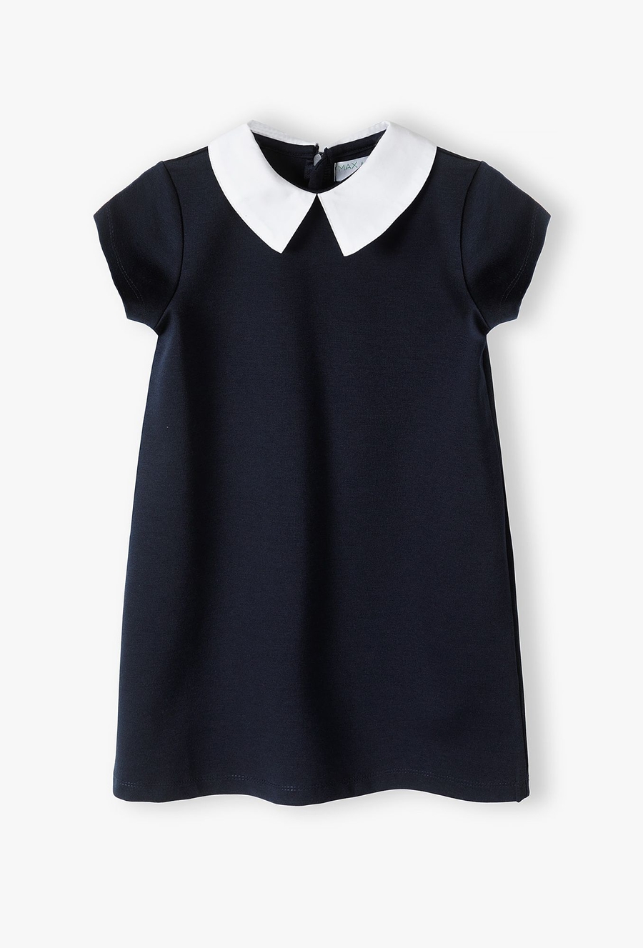 Granatowa sukienka dziewczęca z białym kołnierzykiem - Max&Mia