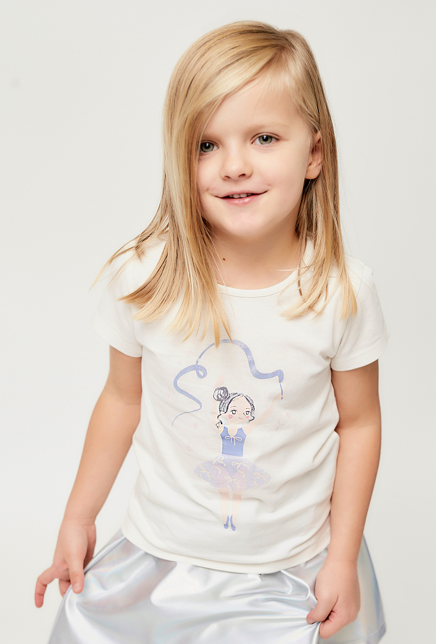 T-shirt dziewczęcy z nadrukiem baletnicy - 510.15.