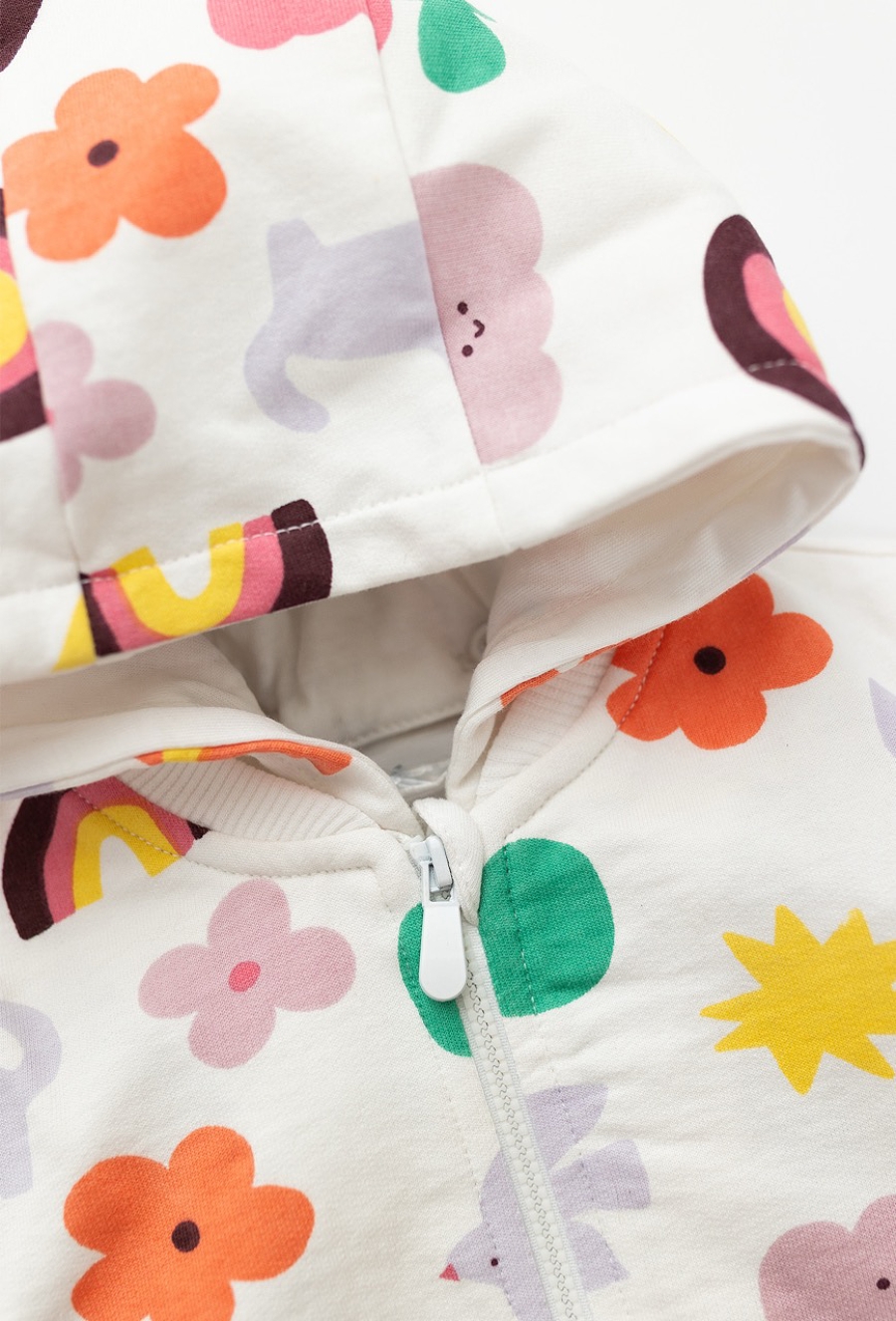 Biała bluza niemowlęca rozpinana z kolorowym nadrukiem