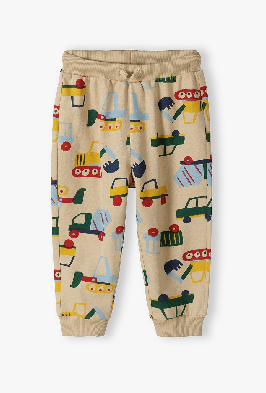 Spodnie dresowe dla niemowlaka - beżowe w samochody - 510.15.