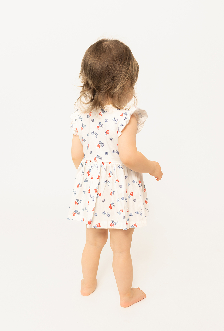 Body z doszytą spódniczką dla niemowląt – muszelki i koralowce