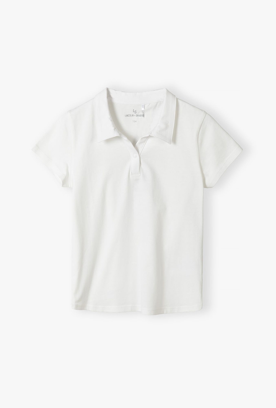 Biały t-shirt dziewczęcy z kołnierzykiem - Lincoln&Sharks