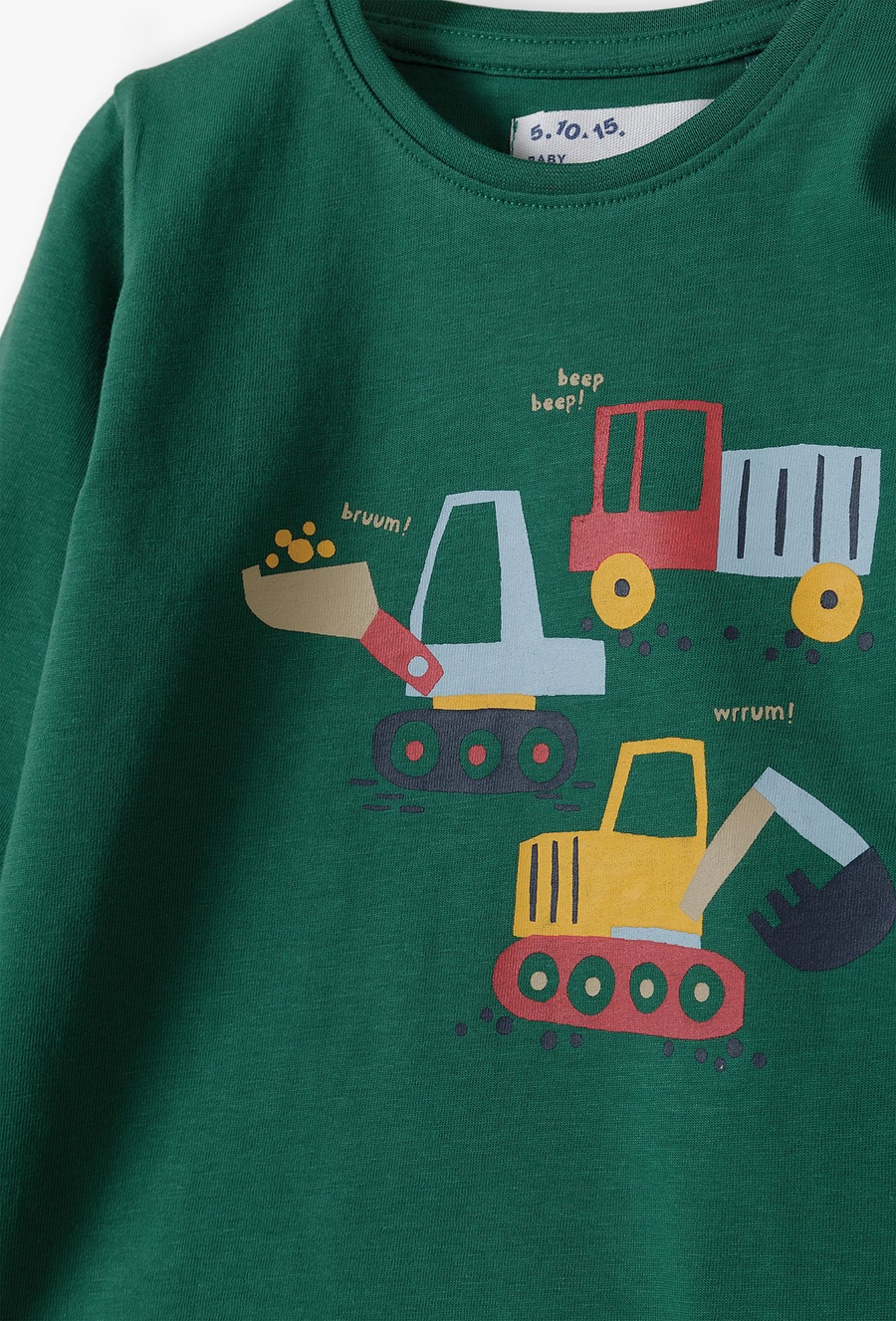 Zielona bawełniana bluzka niemowlęca z koparką - 510.15.