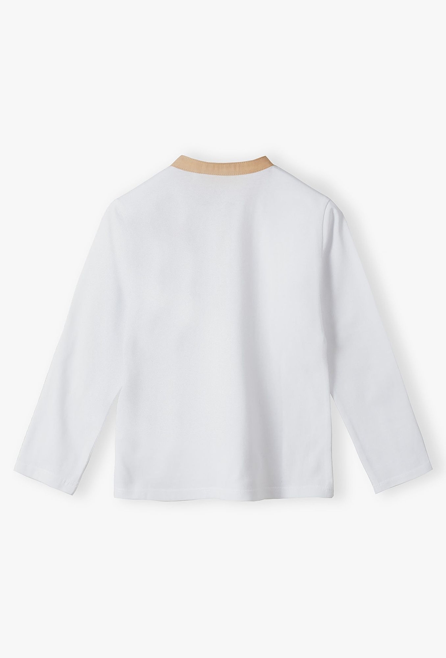 Biała bluzka chłopięca z długim rękawem z bawełny
