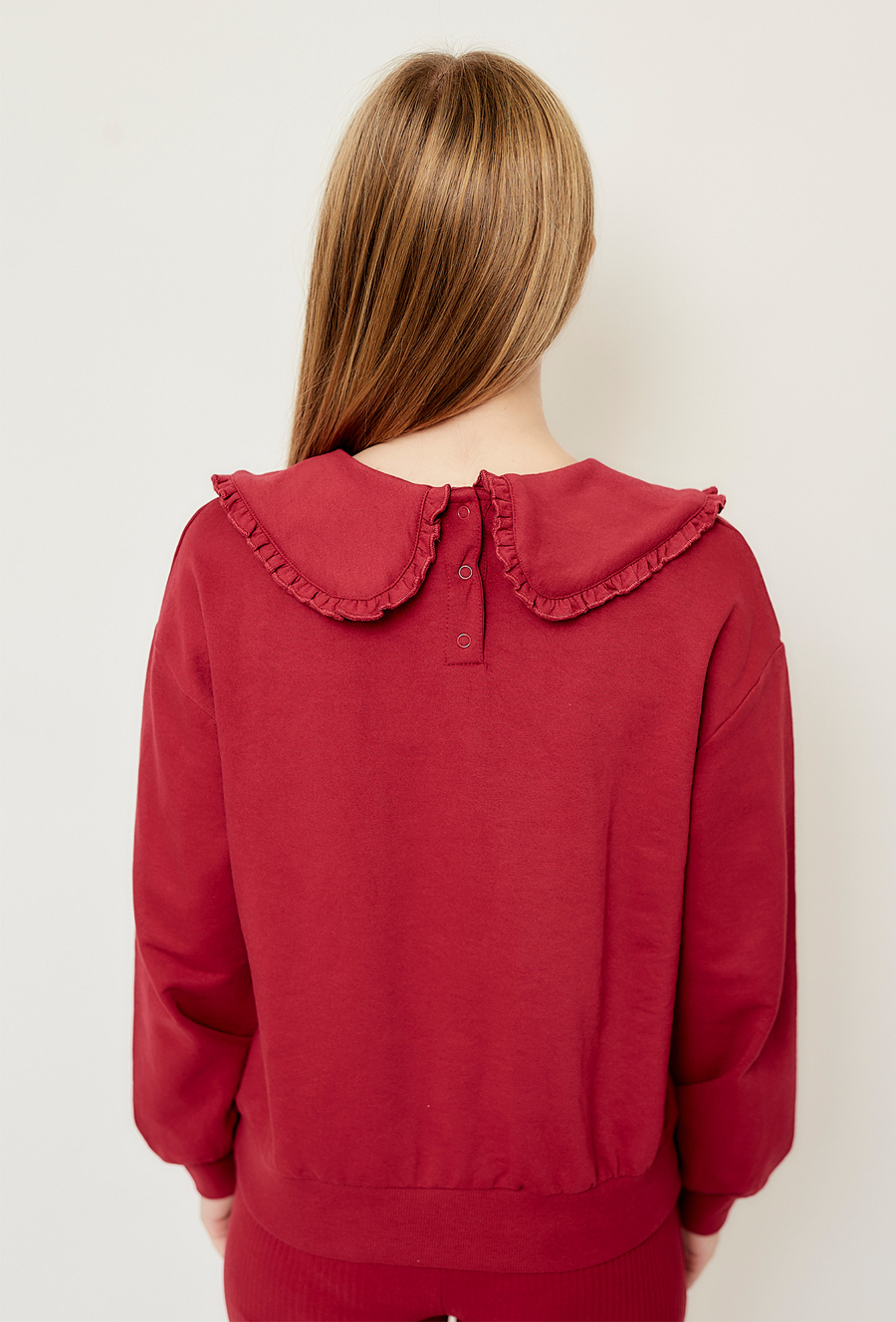 Bordowa bluza dziewczęca z kołnierzykiem