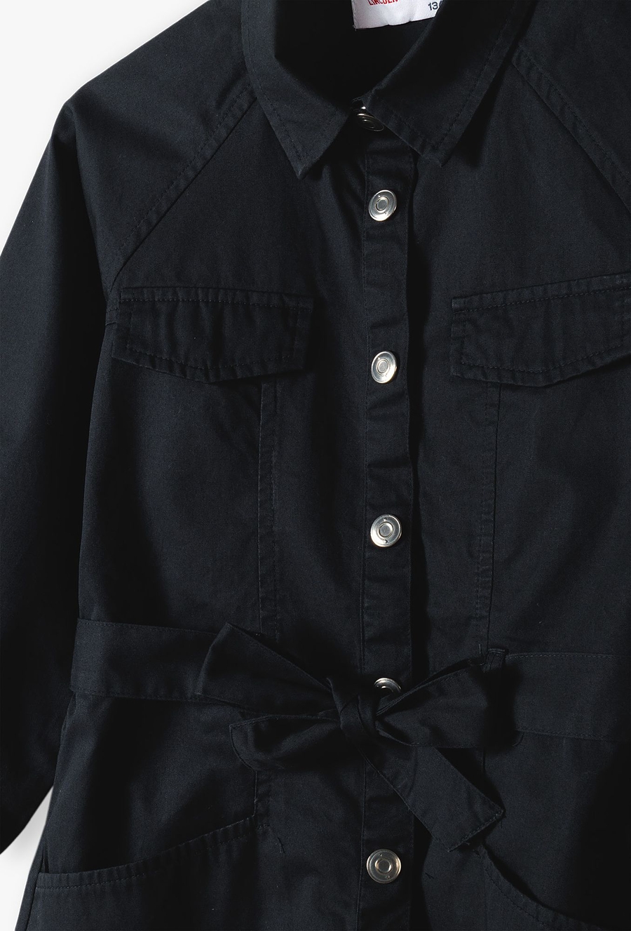 Czarna sukienka dziewczęca wiązana w pasie - Lincoln&Sharks