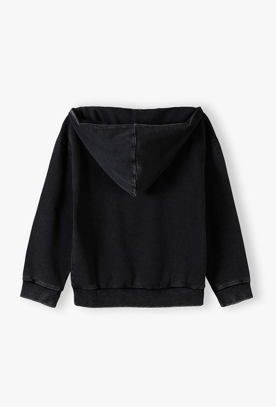 Czarna dresowa bluza z efektem sprania z kapturem