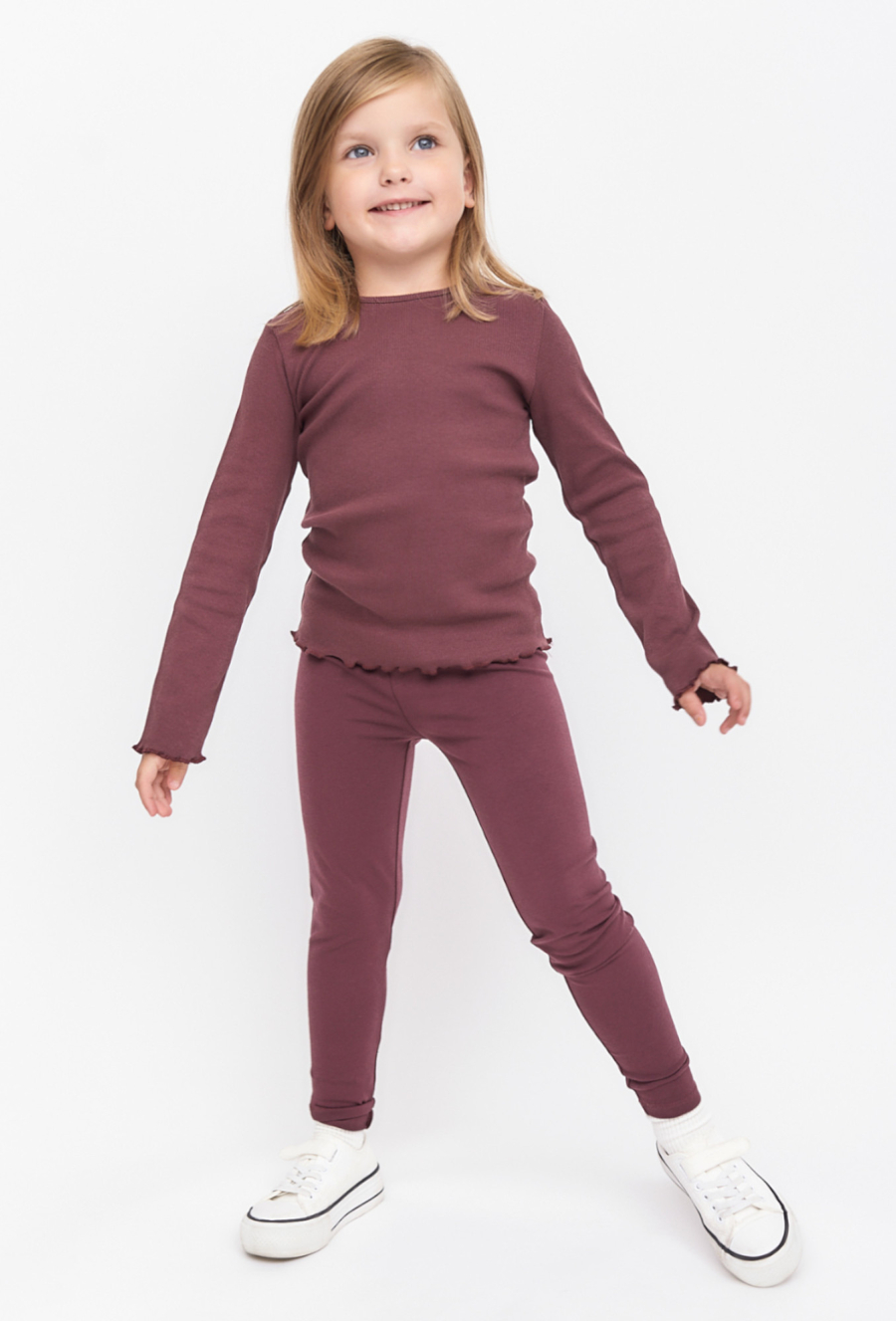 Leginsy dla dziewczynki - gładkie - bordowe - 510.15.