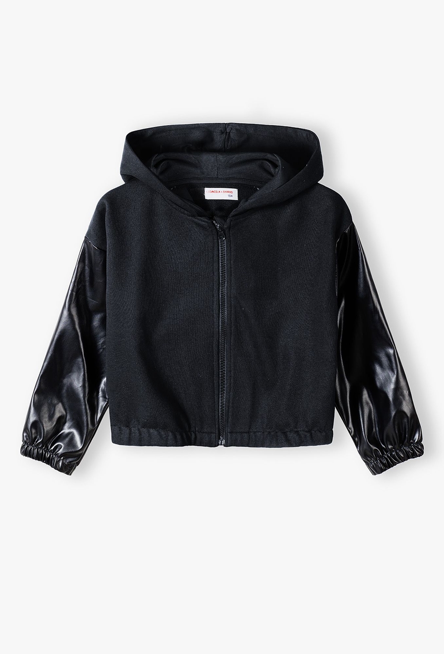 Czarna ótka bluza dziewczęca z kapturem