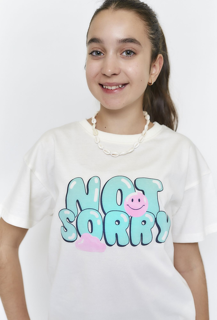 Biały t-shirt dziewczęcy - Not sorry