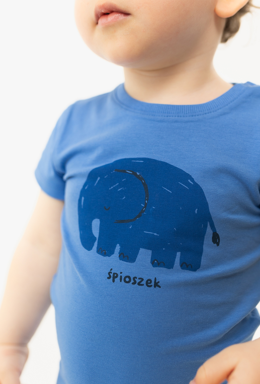 Body z ótkim rękawem - niebieskie ze słonikiem