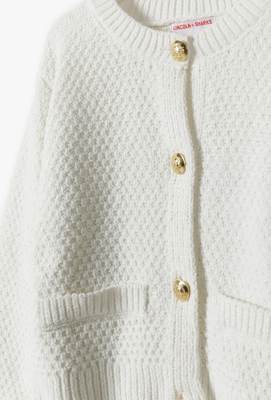 Elegancki sweter dziewczęcy ze otymi guzikami