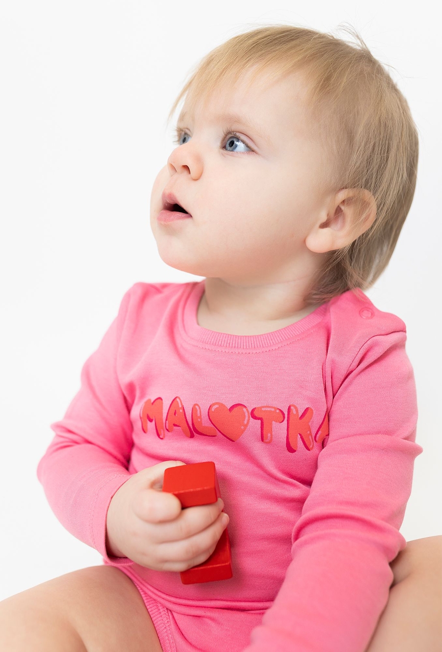 Różowe body niemowlęce z długim rękawem - Malutka