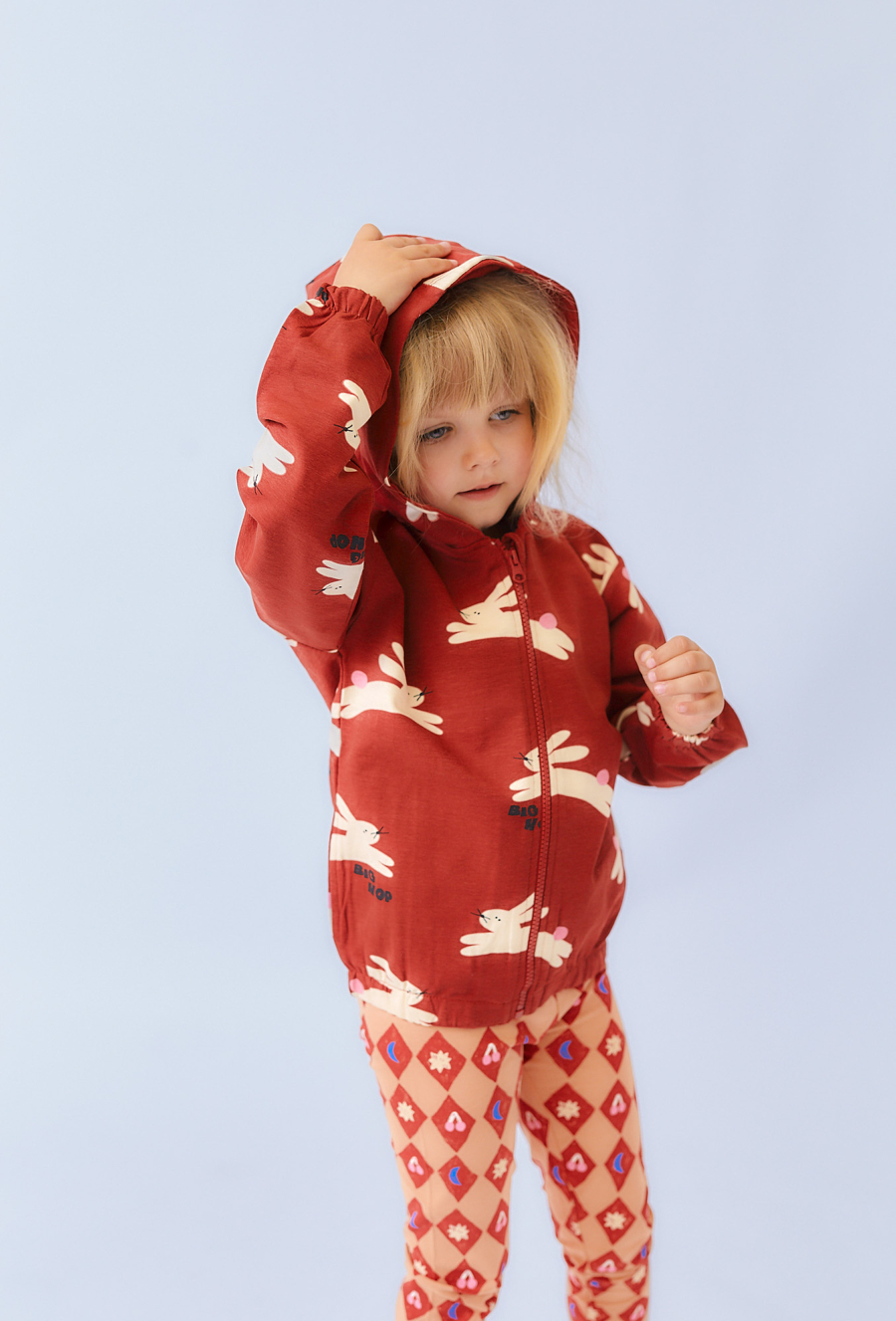 Bluza rozpinana z kapturem dla dziewczynki w óliczki