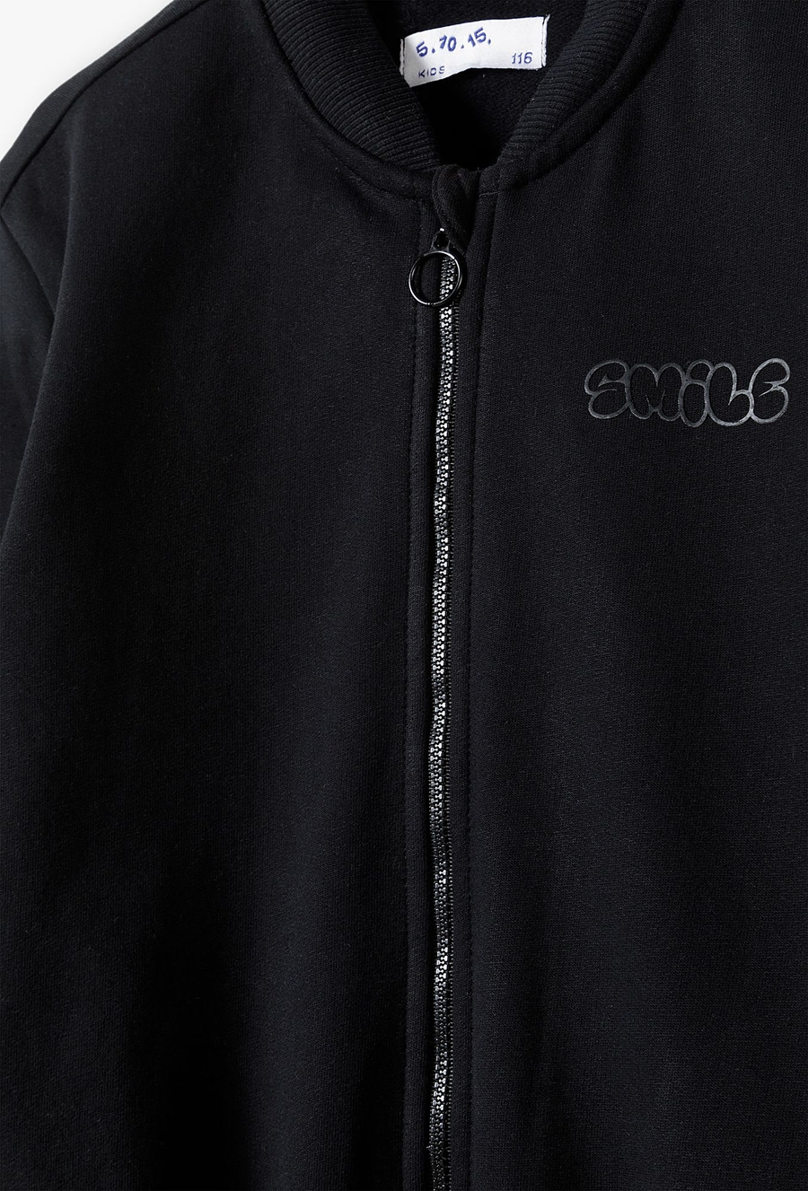 Czarna ocieplana bluza dresowa z napisem SMILE - 510.15.