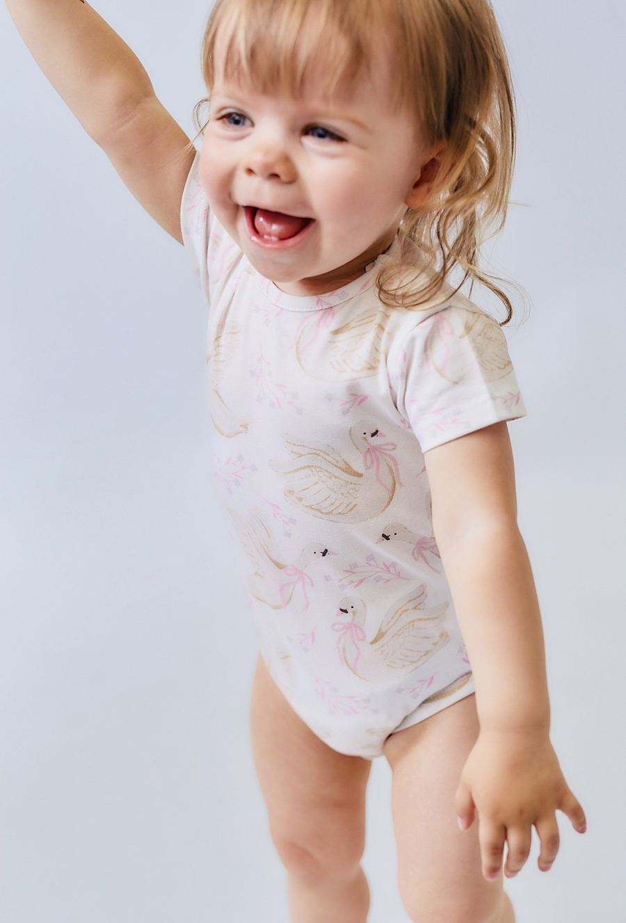 Bawełniane body niemowlęce w łabędzie