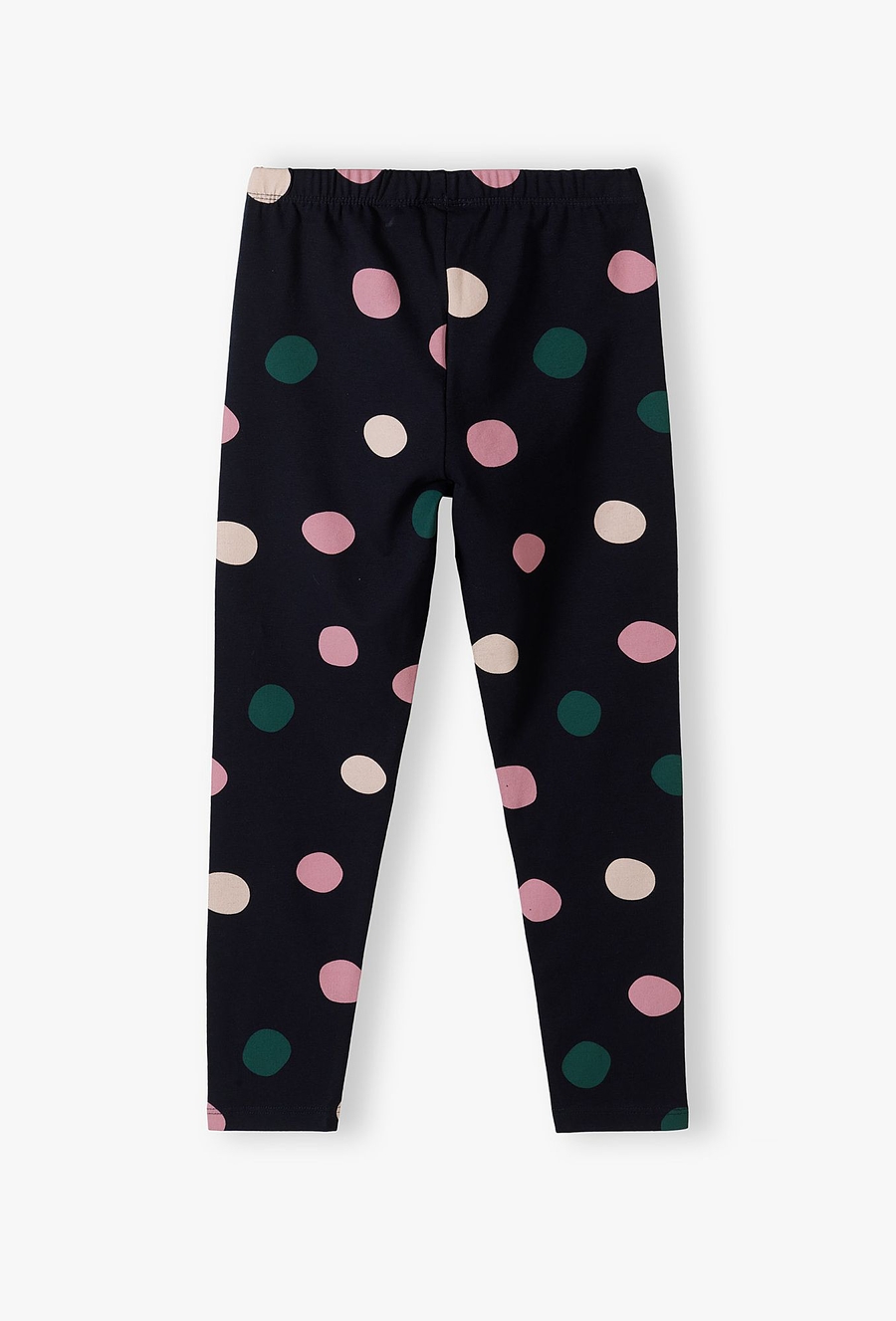 Granatowe leginsy dziewczęce w kolorowe opki - 510.15.