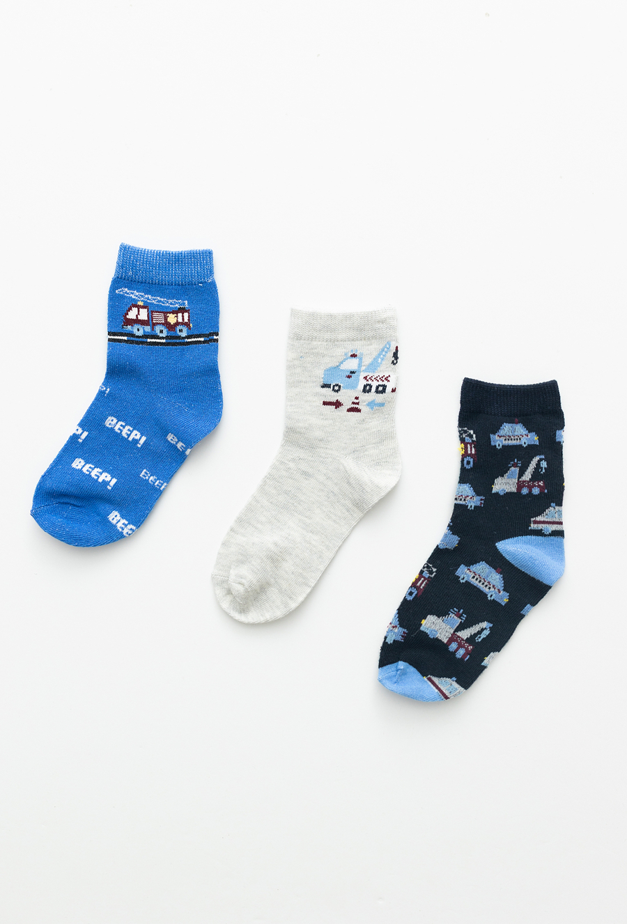 Skarpety dziecięce 3-pak z motywem pojazdów.
