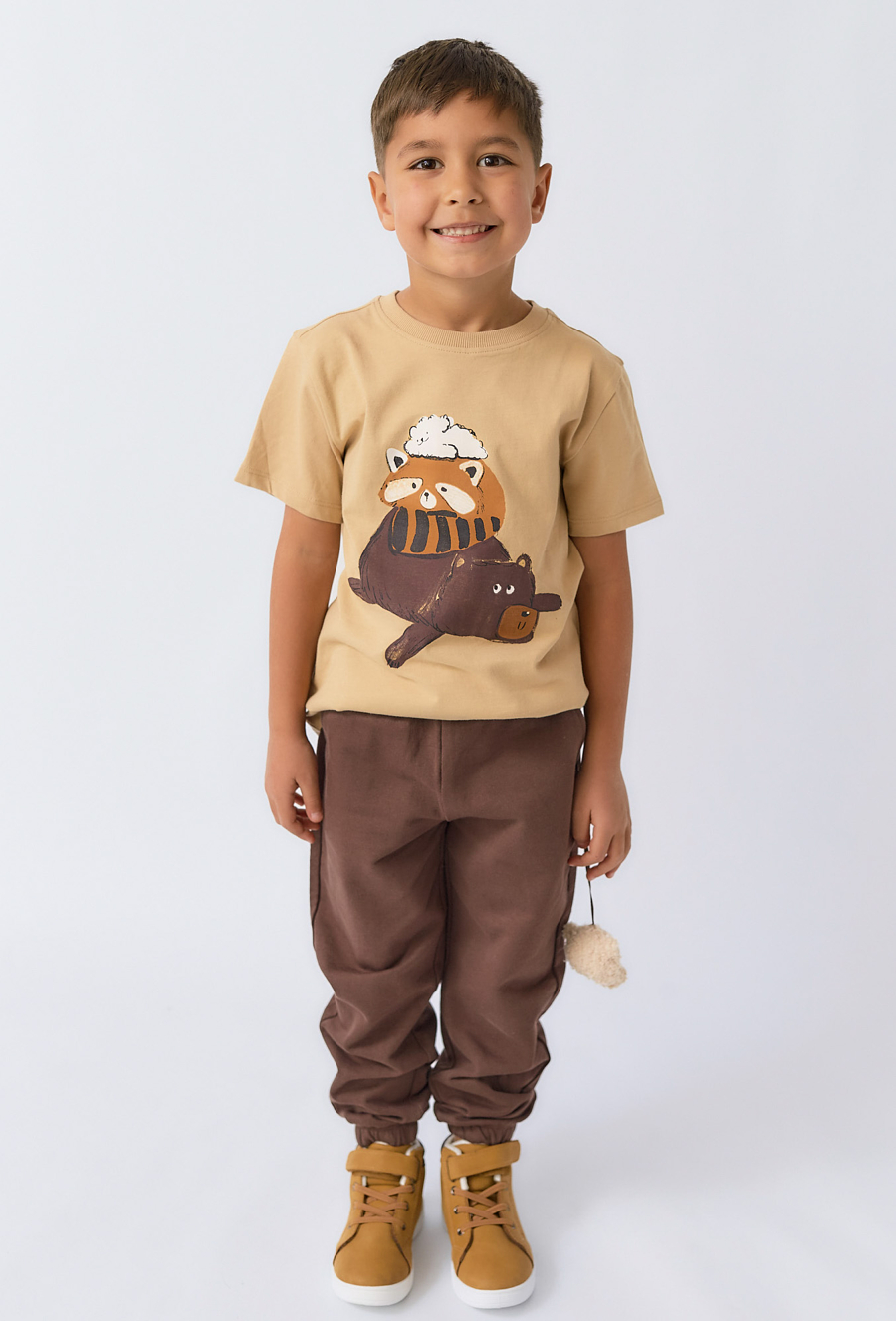 Koszulka niemowlęca z nadrukiem misia i liska