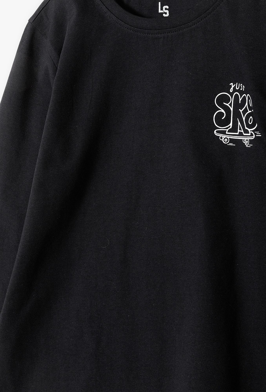 Czarna bluzka z długim rękawem chłopięca z bawełny