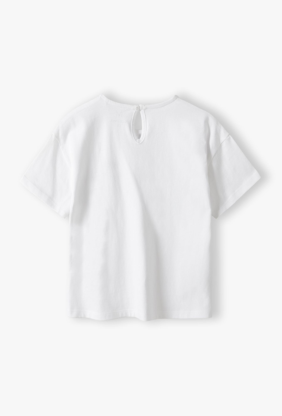 Biały elegancki t-shirt dziewczęcy z ozdobną kokardą