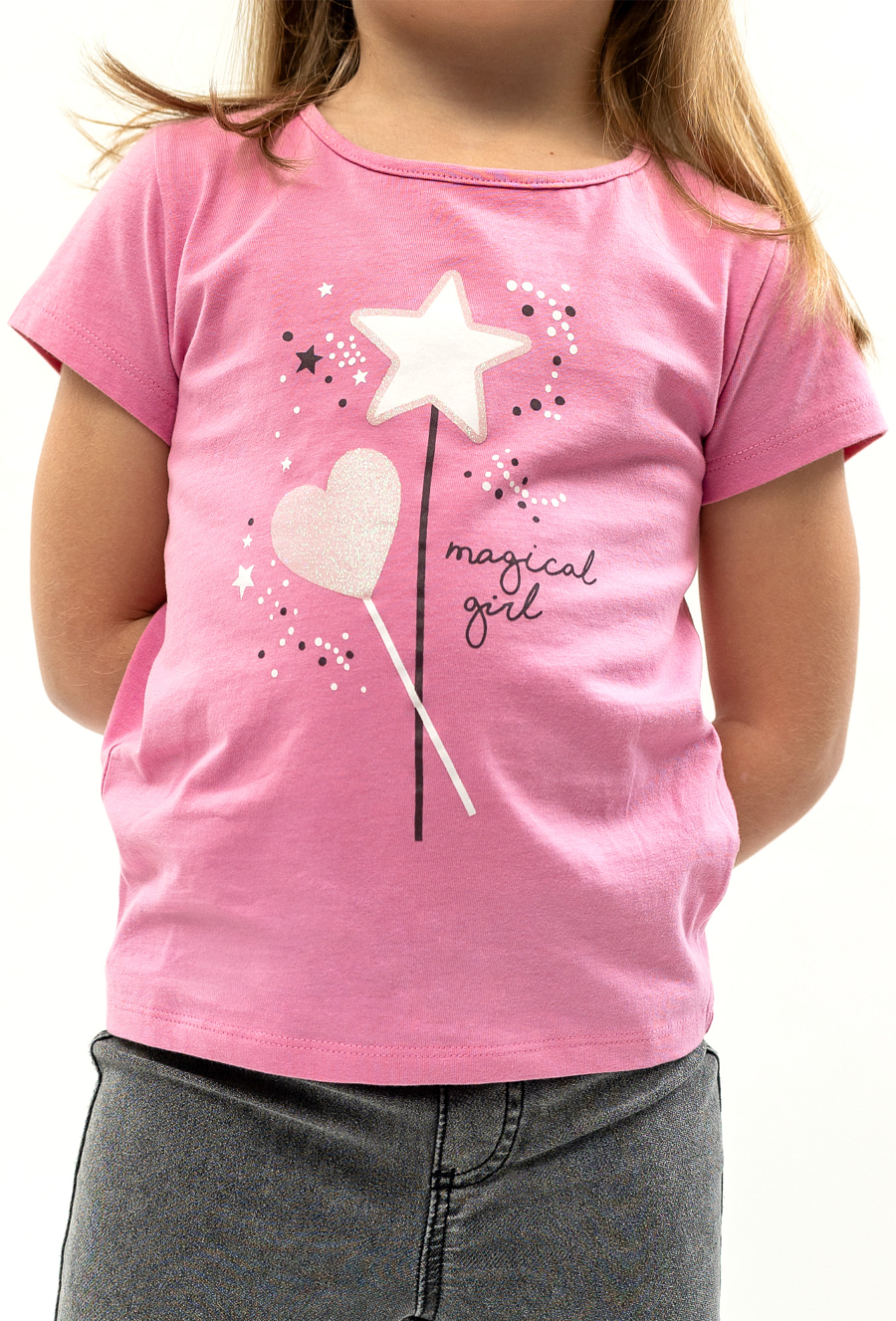 Różowa koszulka dziewczęca z nadrukiem