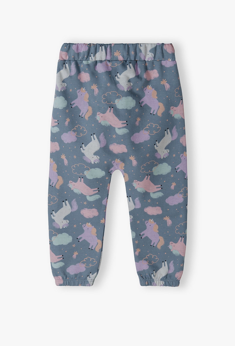 Bawełnianie spodnie dresowe niemowlęce w jednorożce