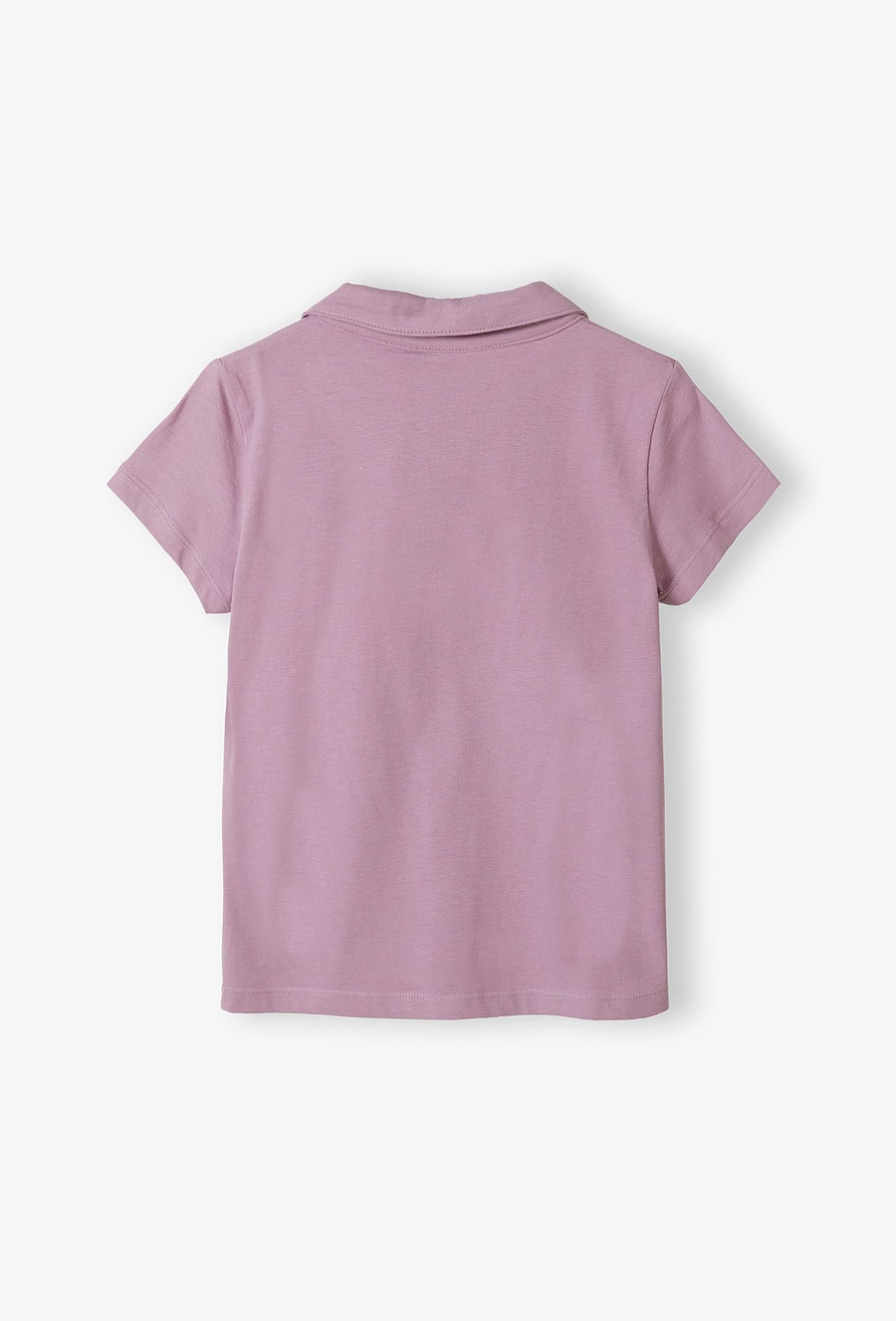 Fioletowa bluzka dziewczęca z kołnierzykiem - ótki rękaw