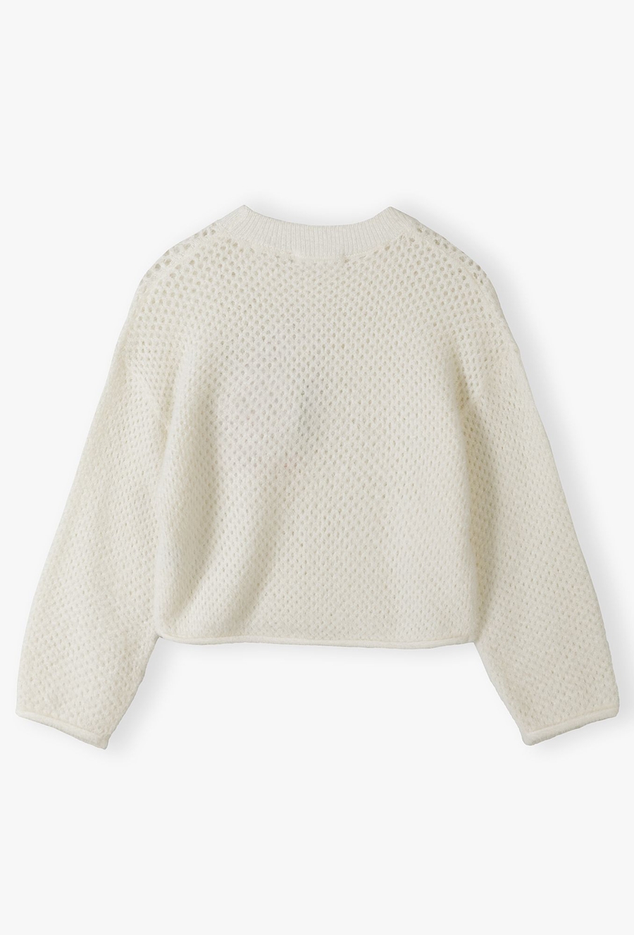 Sweter dziewczęcy ażurowy - ecru - Lincoln&Sharks