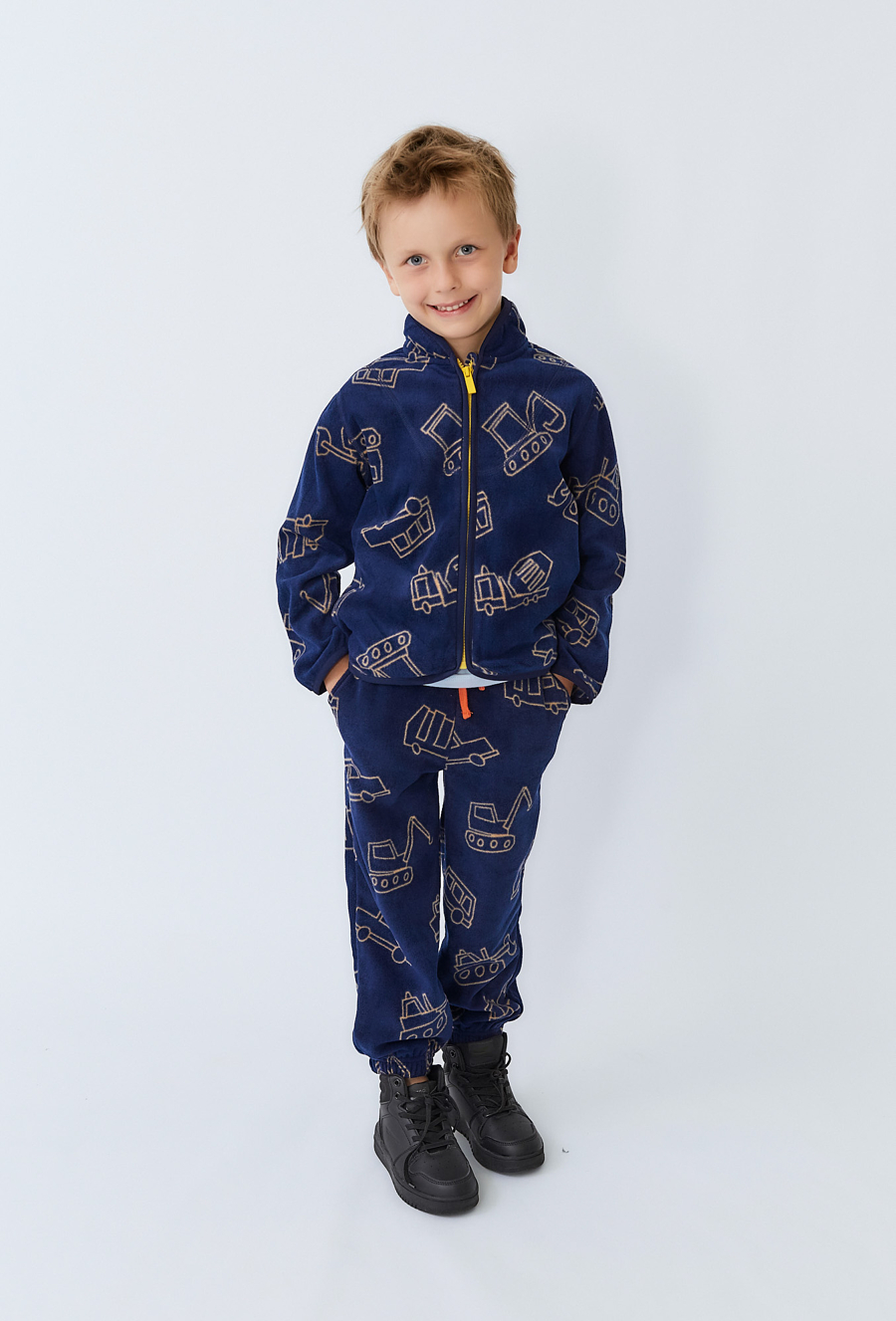 Granatowa rozpinana bluza polarowa z nadrukiem