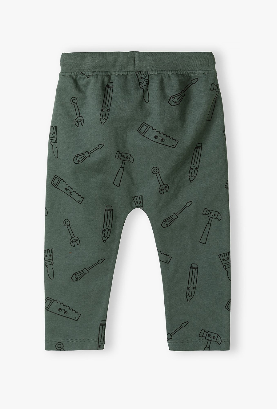 Zielone bawełniane spodnie dresowe niemowlęce