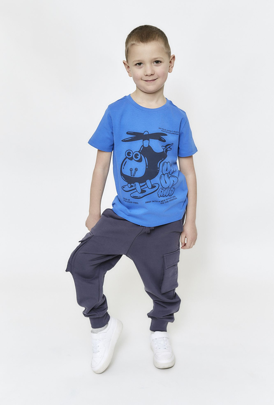 Chłopięcy t-shirt z nadrukiem helikoptera