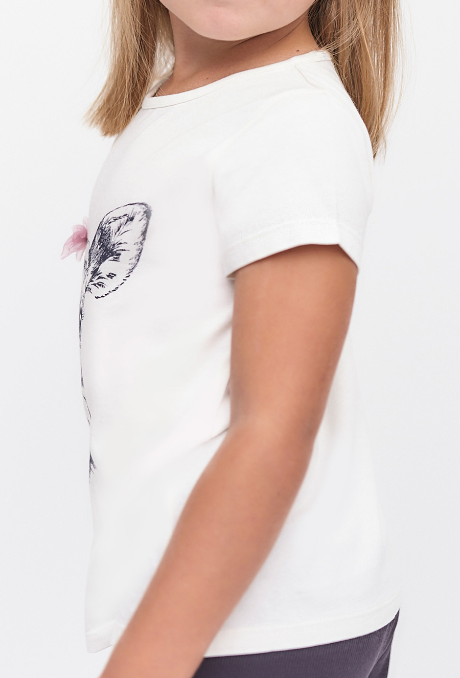 Biały bawełniany t-shirt dziewczęcy z sarenką - 510.15.