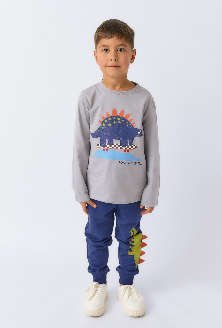 Spodnie dresowe chłopięce z motywem dinozaura 3D