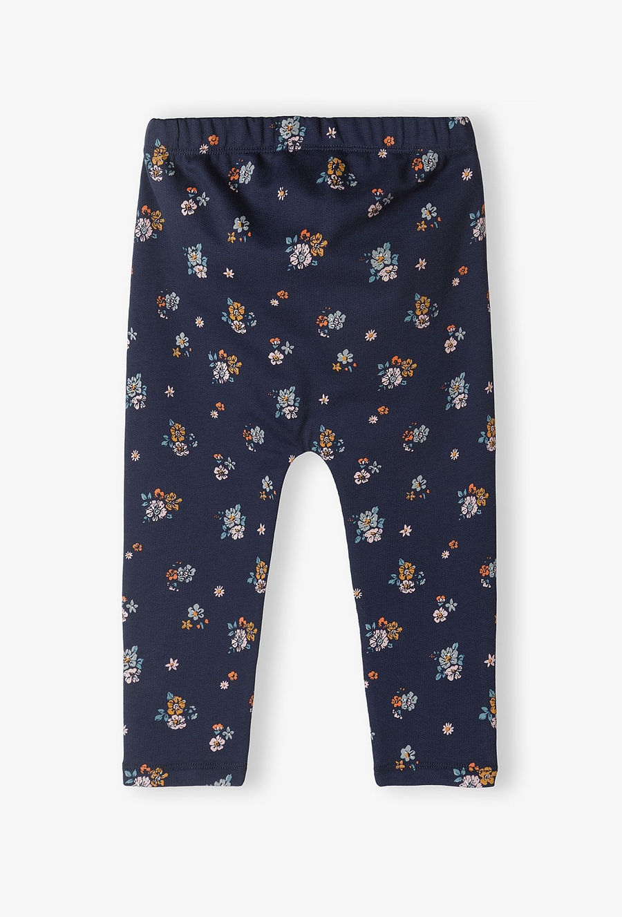 Bawełniane spodnie niemowlęce - granatowe w kwiatki