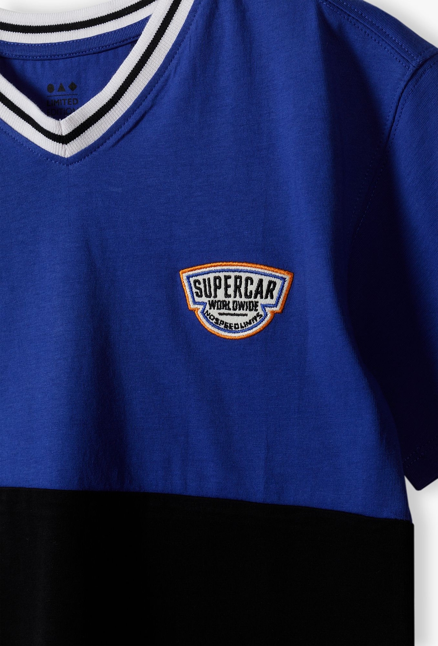 Granatowo-czarny t-shirt w serek - Limited Edition