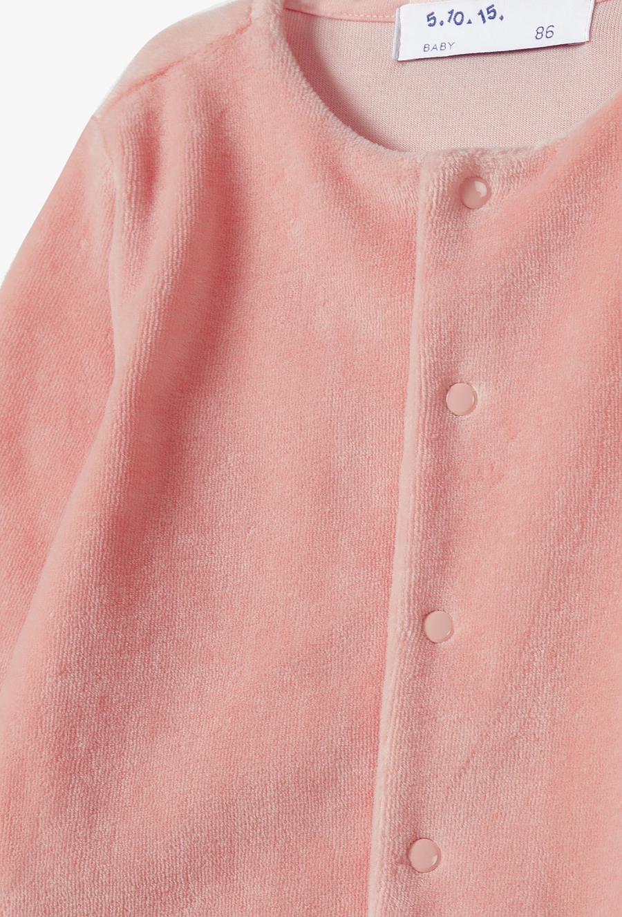 Różowa welurowa bluza niemowlęca rozpinana bez kaptura